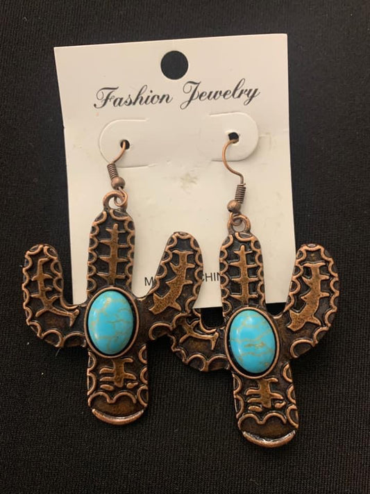 Turquoise Cactus Earrings