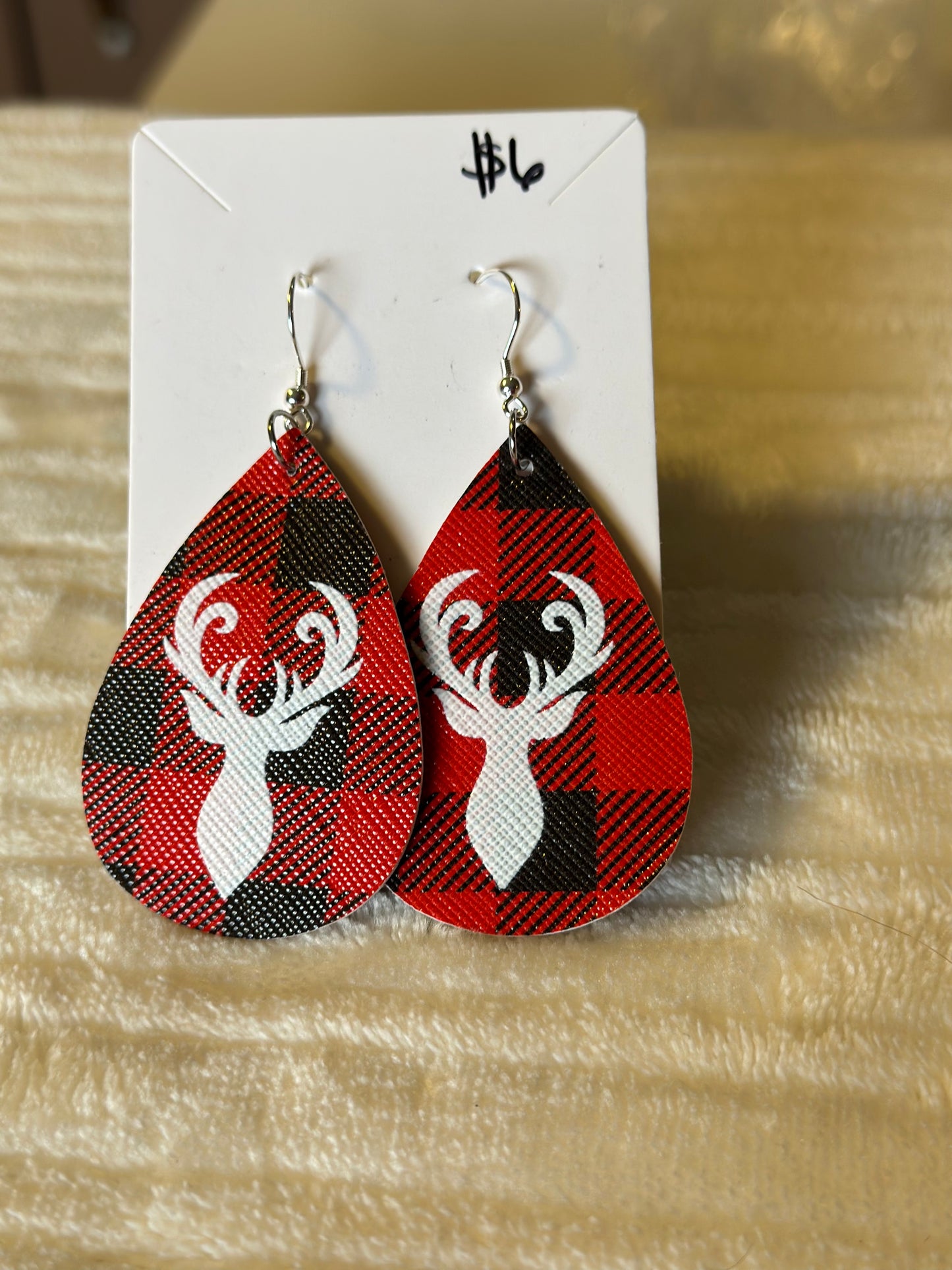 Buffalo Plaid Deer Earrings