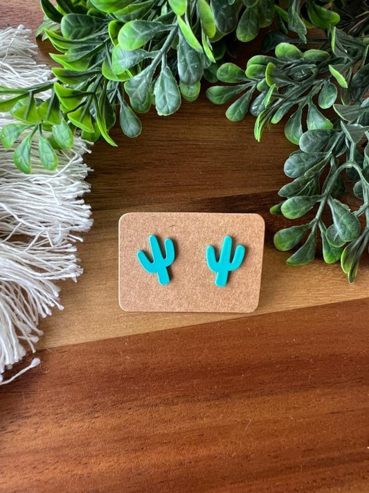 Turquoise Cactus Studs