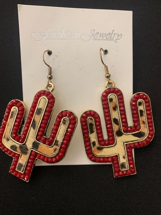 Red Cactus Earrings